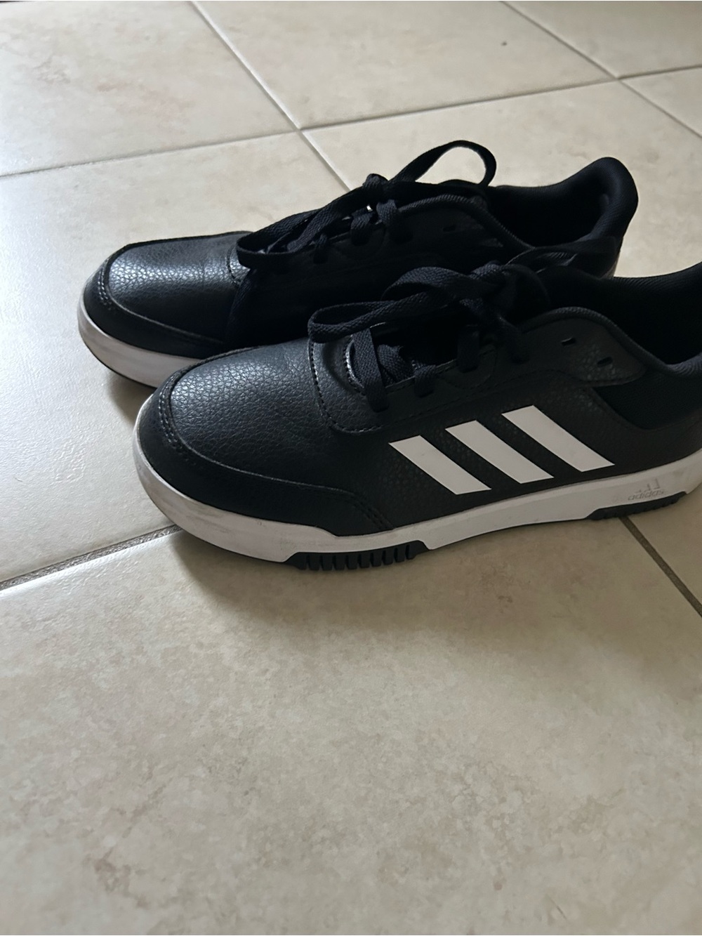 adidas Kids Black Sneakers with White Stripes